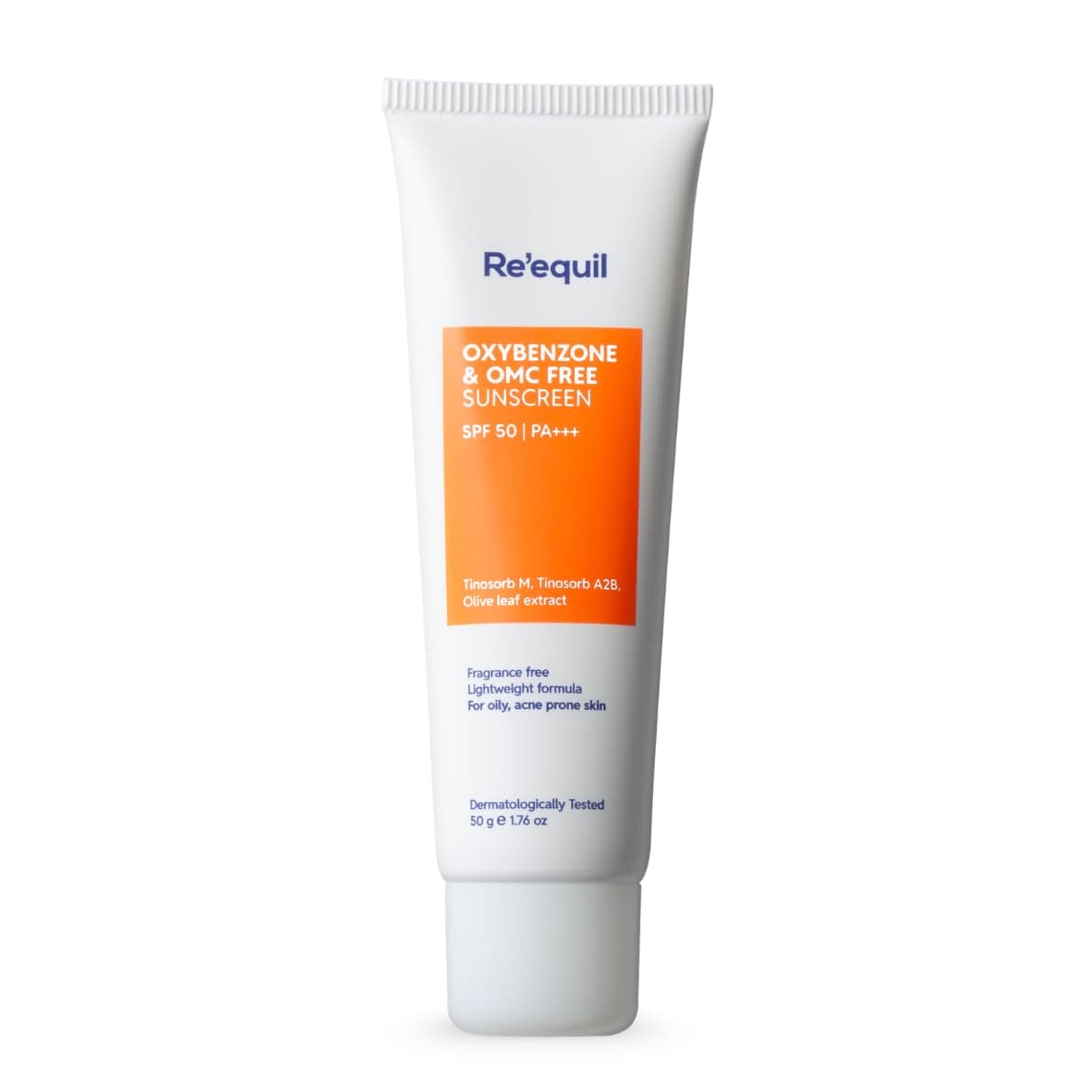 RE' EQUIL Oxybenzone and OMC Free Sunscreen For Oily, Sensitive & Acne Prone Skin | Prevents Acne Breakouts | No White Cast | SPF 50 PA+++ | 50g