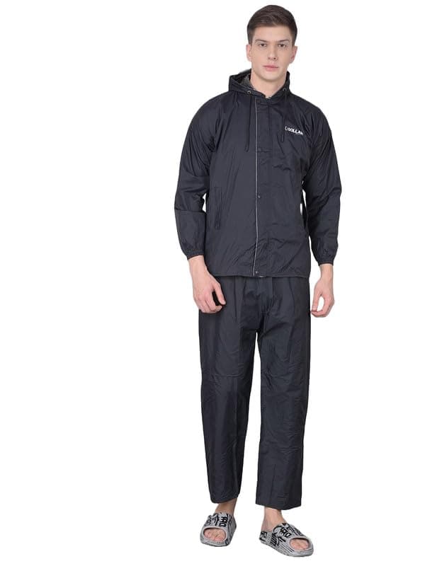 Dollar Rainguard Men's PVC Full Sleeve Solid Reversible Raincoat Set with Adjustable Hood and Pocket