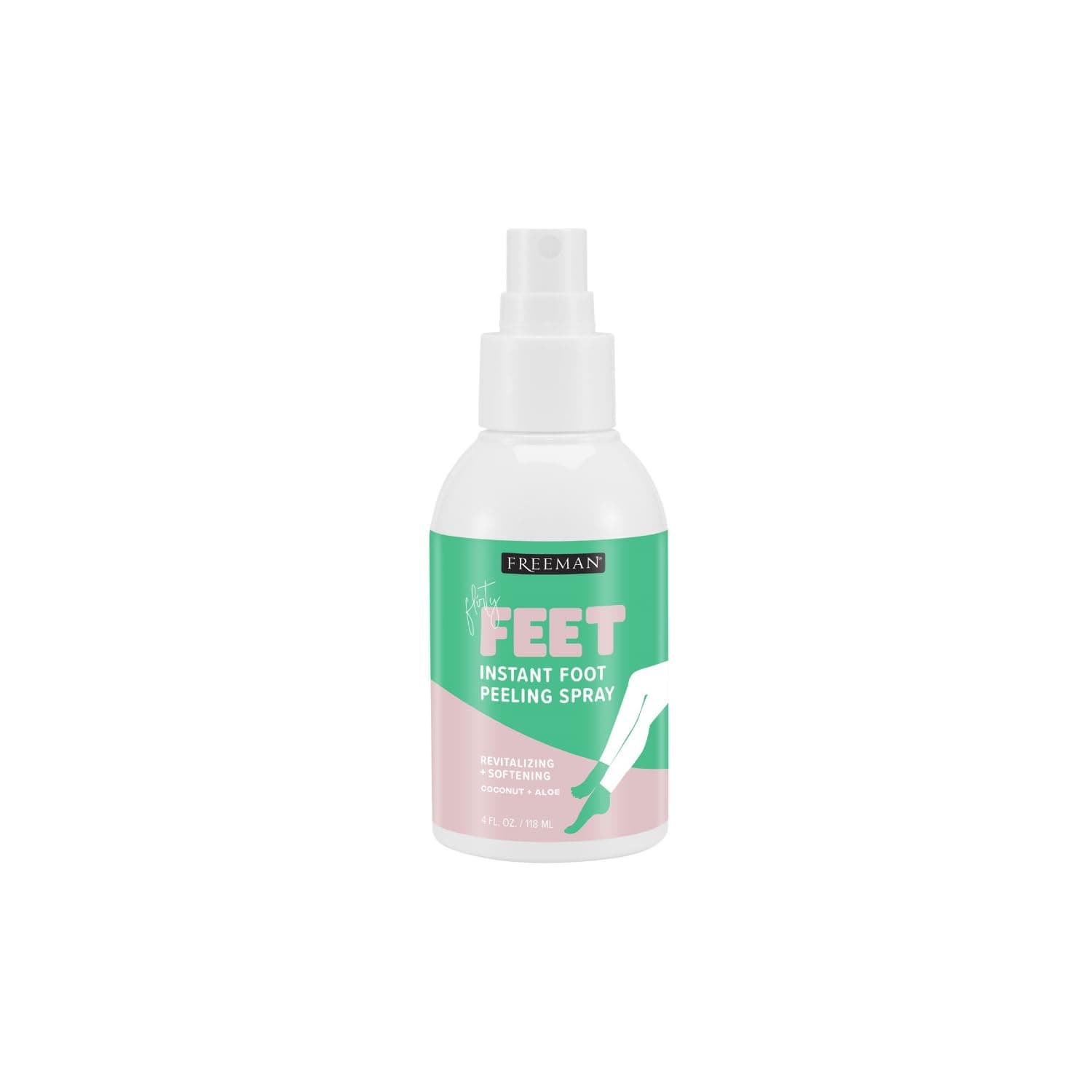 FREEMAN Beauty Flirty Feet Instant Peeling Foot Spray, Coconut and Aloe, Blue, 4 Fl Oz