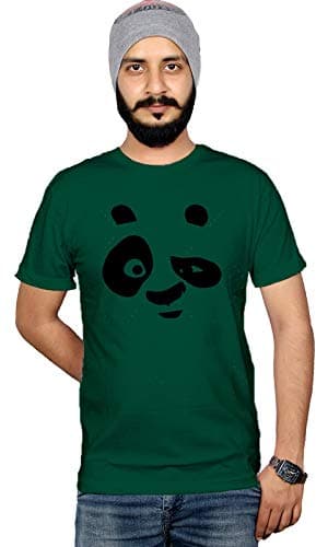 Workshop Men's Angrey Panda T-Shirt Graphic Tee Shirt Cotton Round Neck Tshirts Black