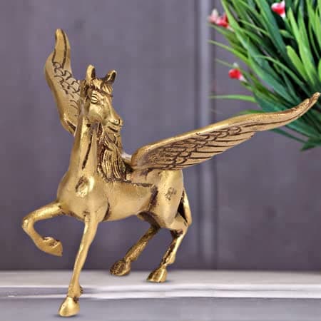 ARTVARKO Brass Flying Horse Angel Pegasus Animal Feng Shui Decorative Home Office Showpiece Gold Color 6 Inch., Animal