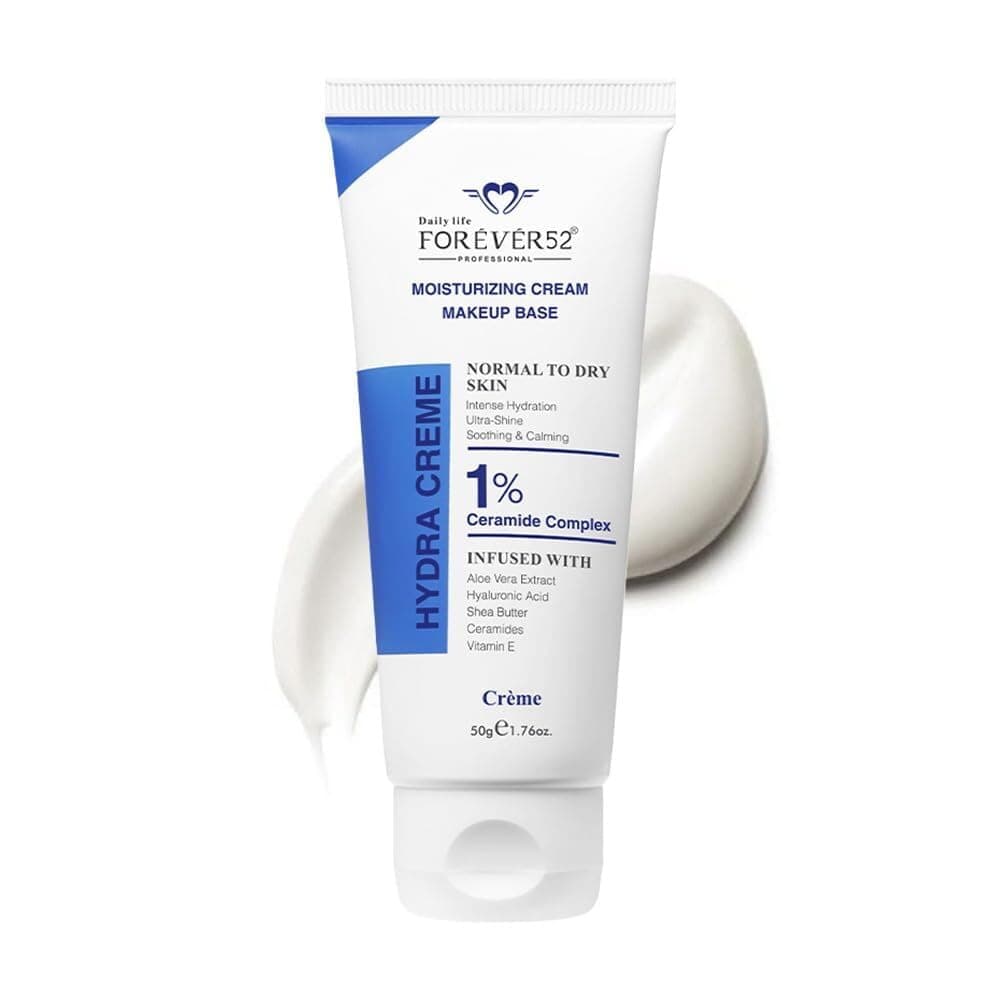 Daily Life Forever52 Hydra Creme Moisturizing Cream + Makeup Base with 1% Ceramide Complex | Hydrating Primer with Hyaluronic Acid, Shea Butter & Vitamin E | Smooth Base for Normal to Dry Skin | 50 g