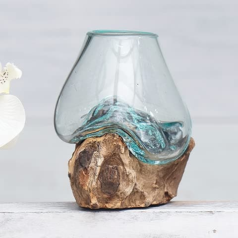 BLACK FOREST DECOR Organic Blown Glass & Root Bowl 5" Wx4 Dx5 H