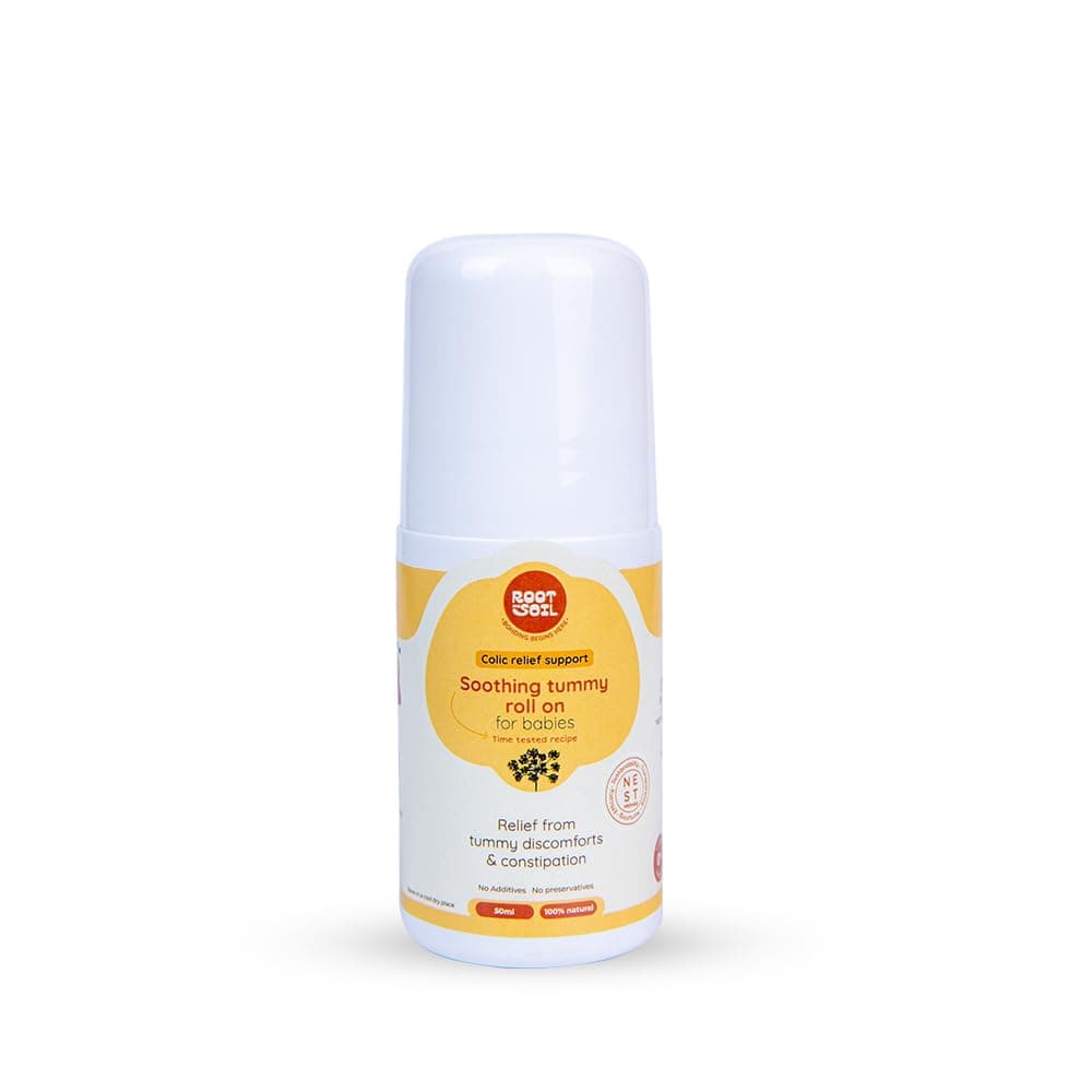 ROOT and SOIL Soothing Tummy Roll-On for Babies - Hing 50 ML, 0+ Months | 100% Natural & Herbal | Newborn & infant friendly | No Preservatives