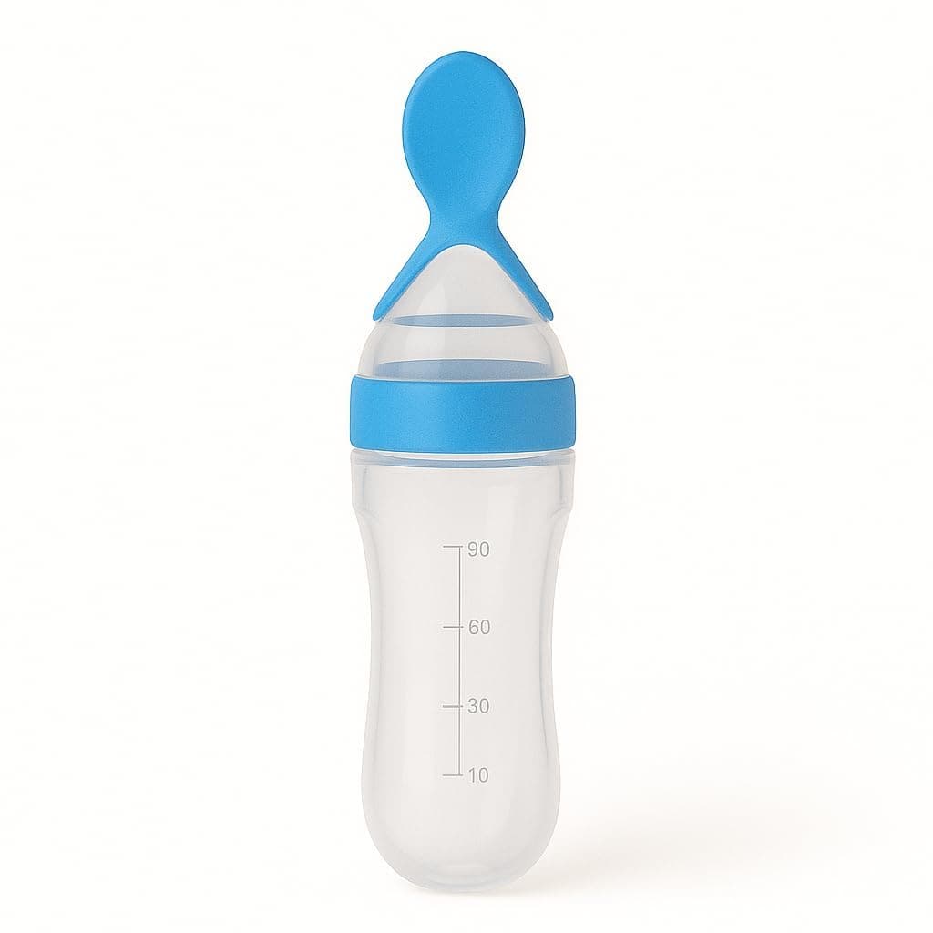 NIRAKLEAF Silicone Squeeze Baby Food Feeder with Spoon, 90 ml