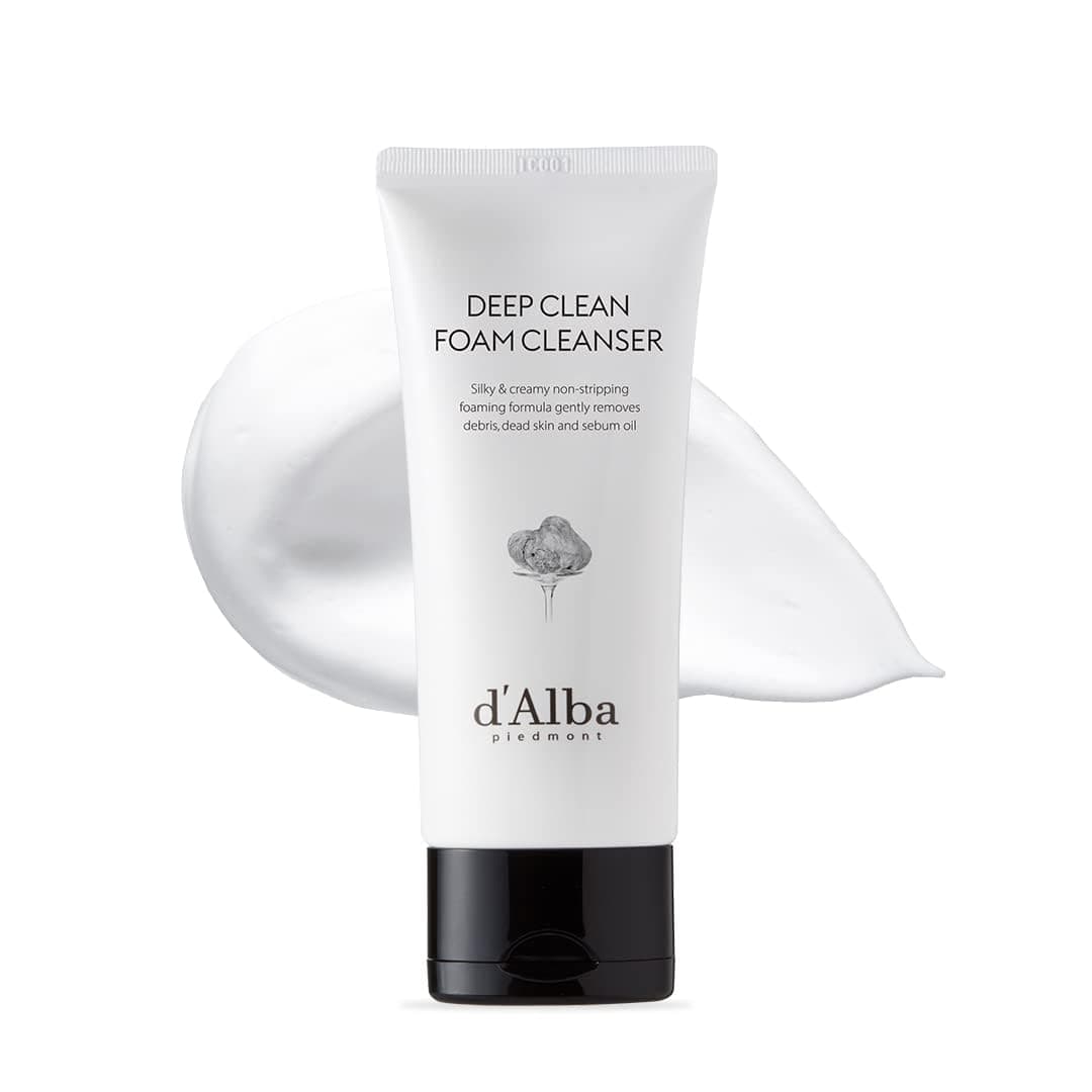 d’Alba Piedmont Italian White Truffle Deep Foam Cleanser, Vegan Skincare, Gentle Facial Foam Cleanser for All Skin Types, Safe for Sensitive Skin, Hypoallergenic, Korean Skin Care, 80g