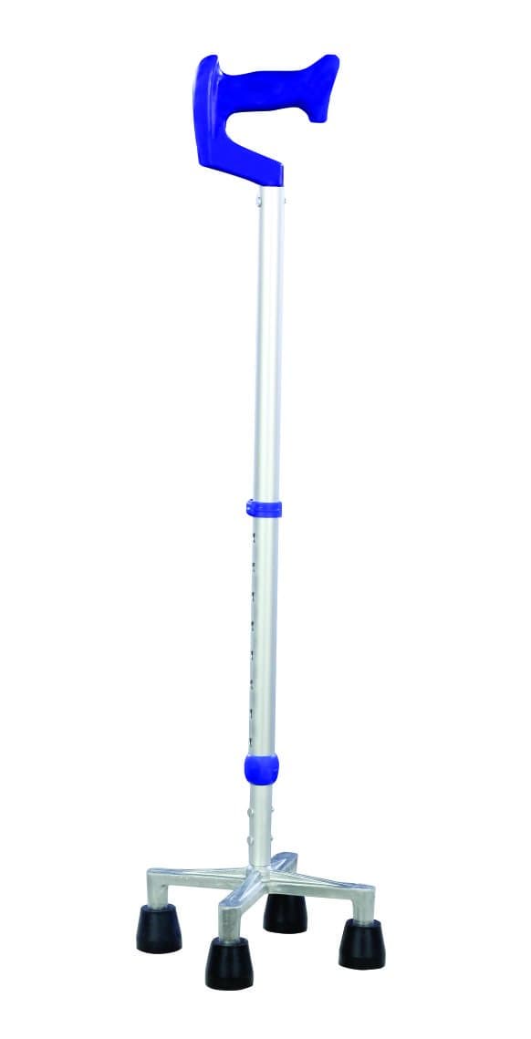 Rehaid Quadripod Walking Stick for Men & Women | 4 Legged Quad Cane with Adjustable Height | Anti-Slip Base Walking Support Stick for Elderly, Disabled & Post Surgery Rehabilitation