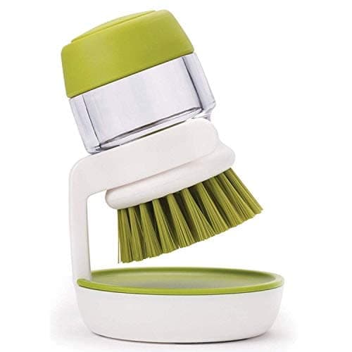 Qureza Plastic Cleaning Brush with soap Dispenser for Kitchen Sink washbasin,Dish Washer with Storage Stand Holder,Palm Scrub soap Dispenser Washing-up Brush