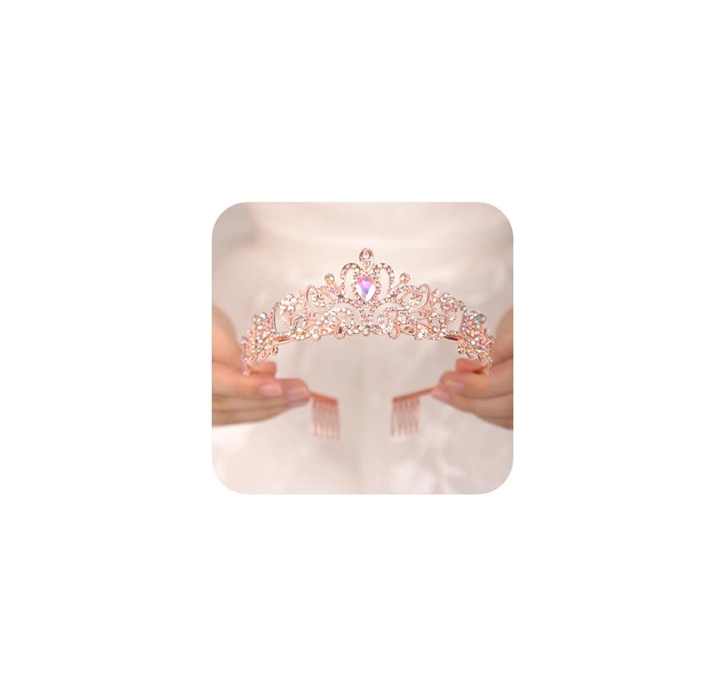 JWICOS Crystal Tiara Crown for Women and Girls Elegant Princess Crown with Combs Tiaras for Women Bridal Wedding Prom Birthday Hair Accessories for Brides and Bridesmaid, Small, Crystal Rhinestone