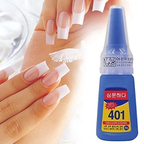 GOODIEBOX Nail Glue - Super Glue Stronger For Artificial Or Fake Nails,Nail Art 20g - Bottle 401 Rapid Fix Handmade Adhesive Quick Dry (clear, pack of 1)