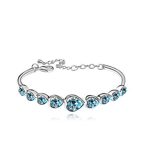 Shining Diva Fashion Crystal Silver Plated Bracelet for Girls and Women (Blue) (8337b)