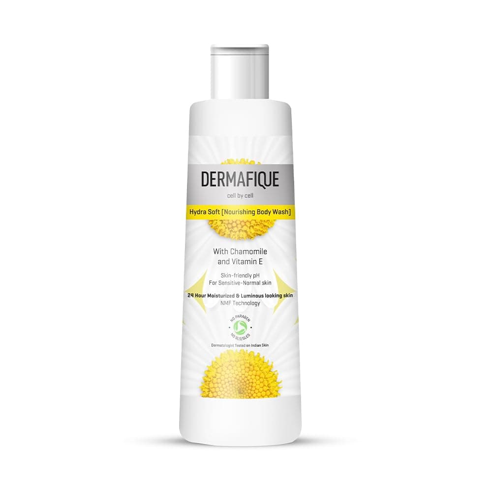Dermafique Hydra Soft Nourishing Body Wash 250ml |24 hr Moisturization, Hyaluronic Acid & NMF | Sensitive, Dry, Oily, Normal Skin | Clinically & Dermat Tested on Indian skin | Showergel for Women & Men