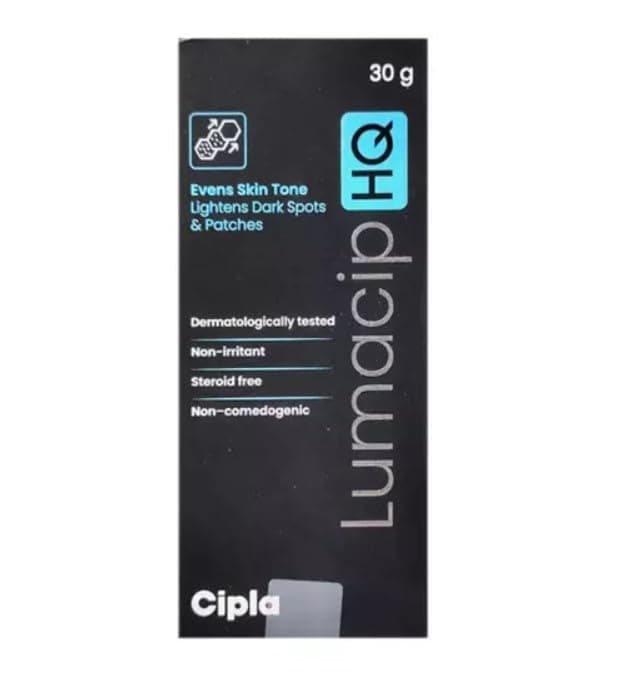 Cipla Lumacip HQ Depigmenting Complex Cream for Evens Skin Tone Lightens Dark Spots and Patches - 30G