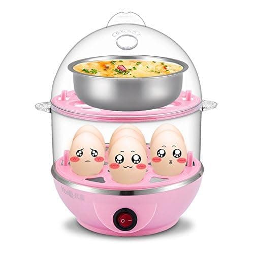 RINSHIK Egg boiler double layer multifunction electric automatic off cooker poacher, steamer and milk cooker food 14 poacher for steaming cooking boiling frying