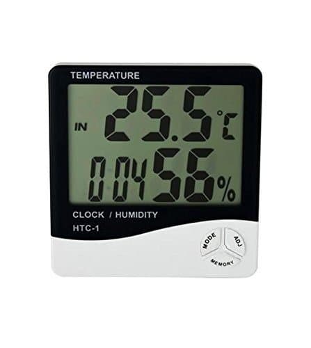 Digital Hygrometer Thermometer Humidity Meter with clock Big LCD Display HTC-1