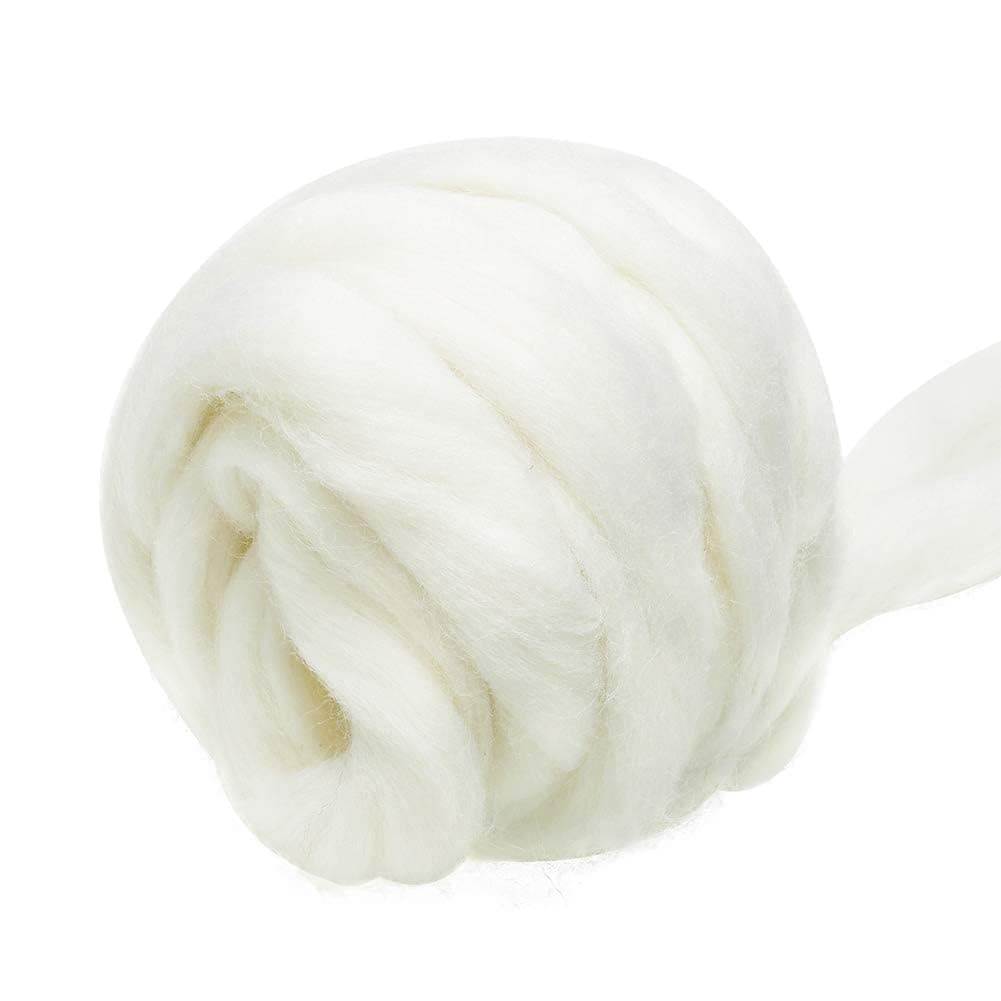 Jupean 3.53oz Wool Roving Yarn, 100% Pure Wool, Chunky Yarn, Spinning Wool Roving for Needle Felting, Wet Felting, DIY Hand Spinning