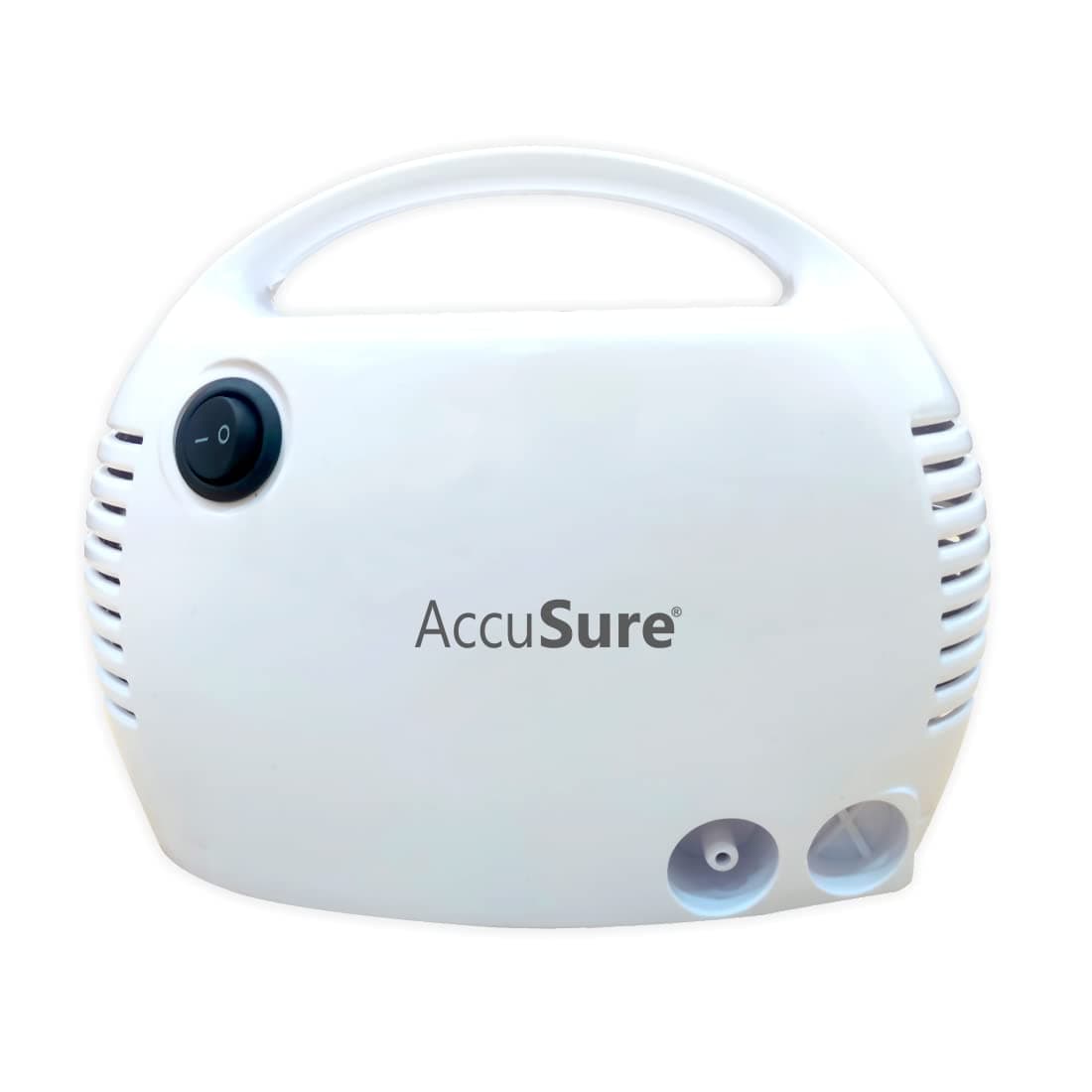 Accusure Nebulizer Machine Kit For Adults And Kids - Piston Compressor Nebulizer With Adult And Pediatric Mask For Home Use This Product Comes From 2 Year Warranty - White