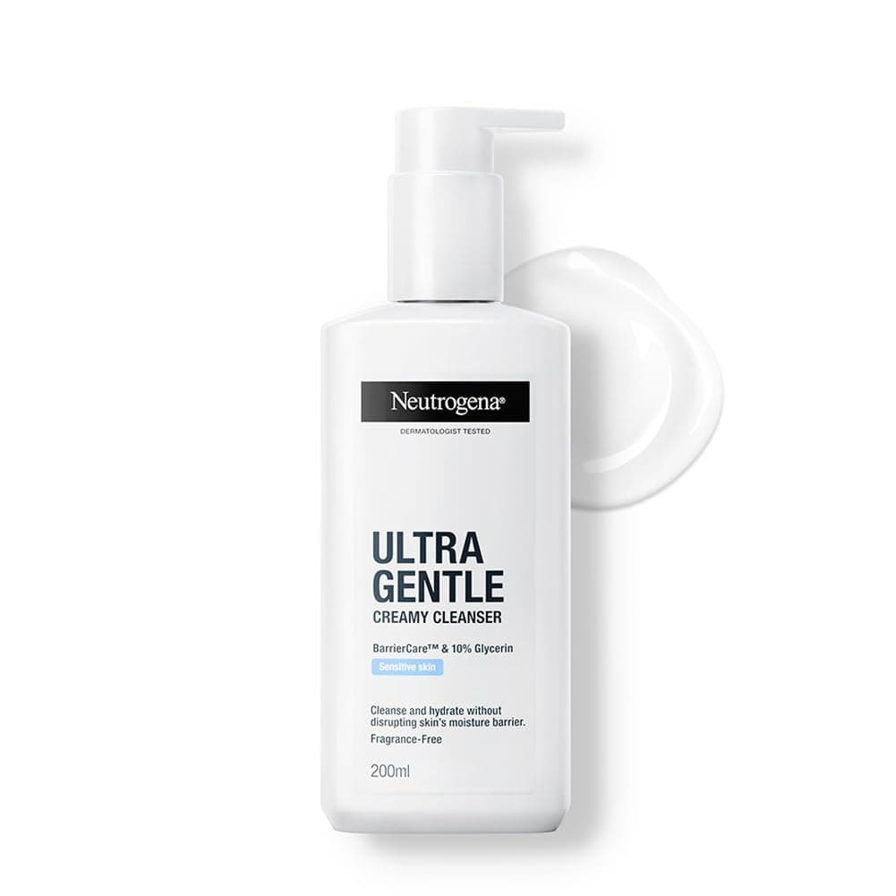 Neutrogena Ultra Gentle Creamy Cleanser | 14X Gentler Cleanser | All Skin Types Including Sensitive Skin | Face Wash for Sensitive Skin for Men & Women | With Barriercare Technology & 10% Glycerin | Paraben-Free