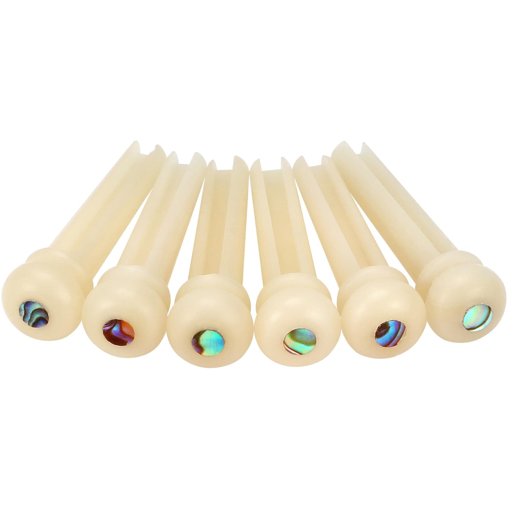 Blisstime 6pcs Guitar Bone Bridge Pins Natural Bone Color Replacement Parts with Abalone Dot