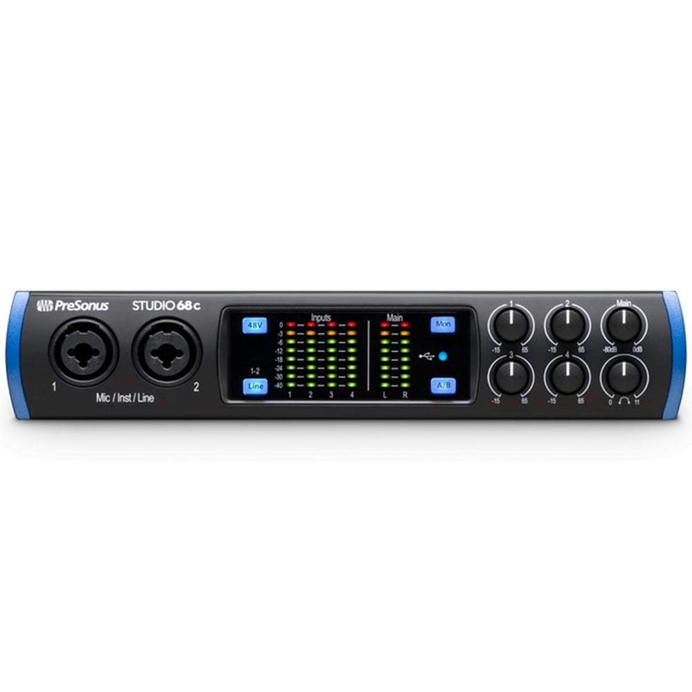 PreSonus Studio 68c 6-in/6-out Professional USB-C Audio Interface with 4 XMAX Preamps, Cue mix, A/B monitor Switching, S/PDIF I/O, MIDI I/O, Studio One Artist DAW and Plugins - Mac/PC