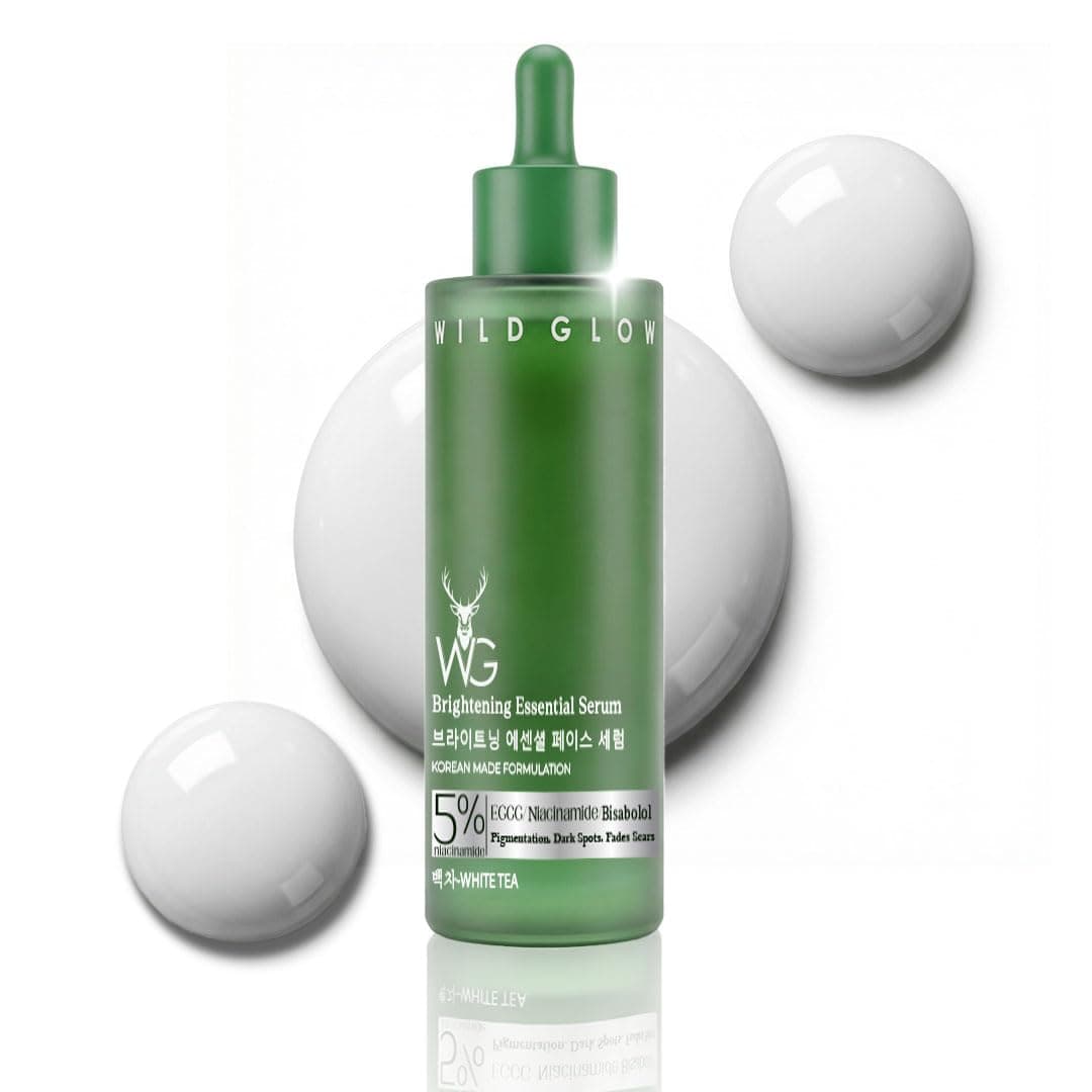 WILDGLOW Niacinamide 5%,White Tea, Bisabolol, EGCG Brightening Serum for Hyperpigmentation, Dark Spots and Scar Repair | Look 10 years younger In 4 weeks, 60ml