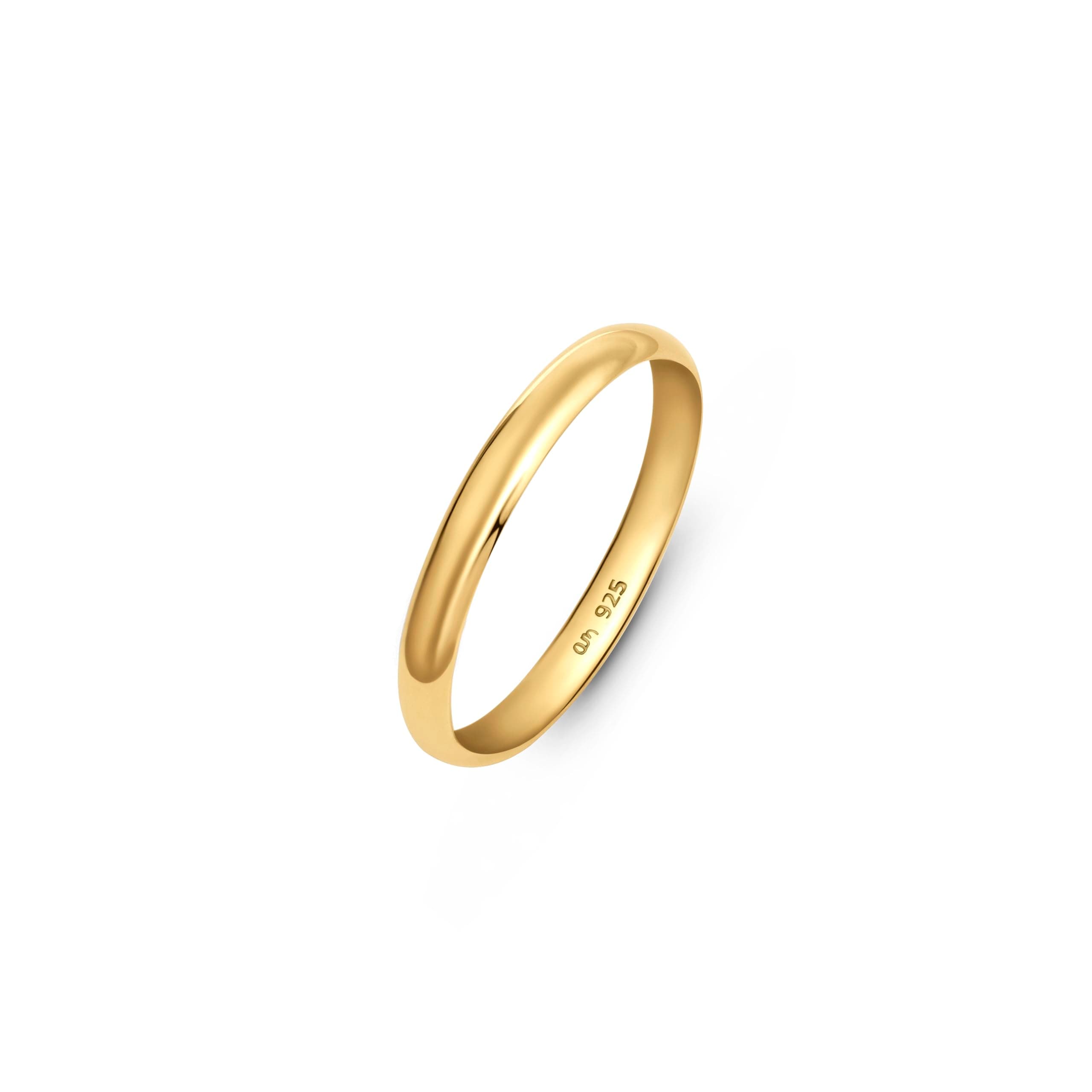 Amberta 925 Sterling Silver Wedding Band for Women Men, White Gold Rose Plated Ring | 2 3 4 mm Wide Sterling Silver Wedding Ring for Couples: 2.5 mm Gold Band Size 17