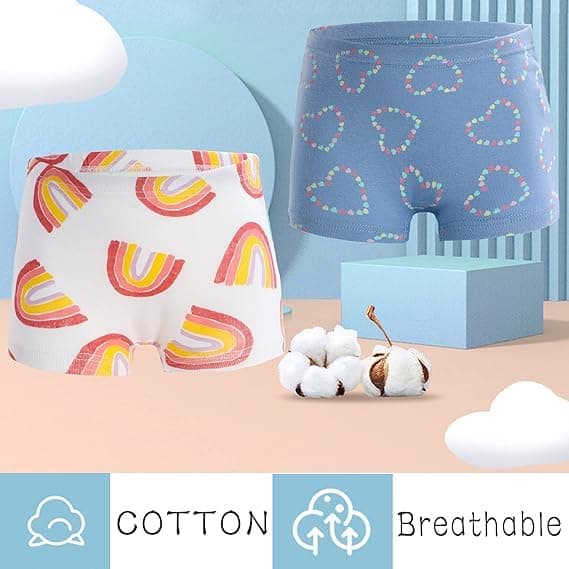 TEDDYIFY Kids Series Baby Underwear Little Girls' Cotton Boyshort Panties (Colors and Prints May Vary)