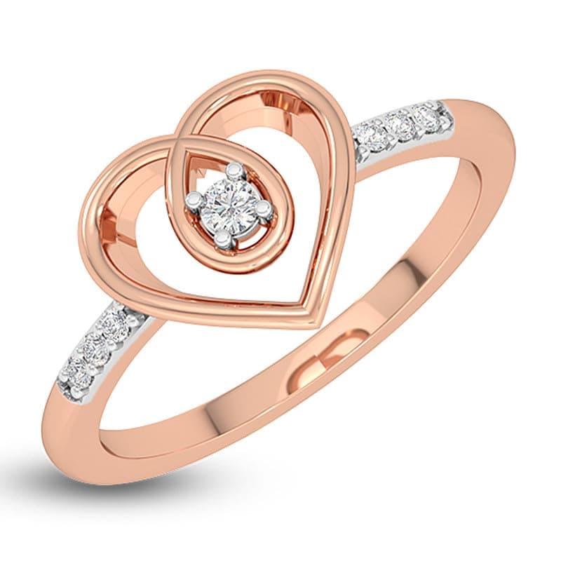 KISNA 14k / 18k Real Gold & Diamond Ring | Diwali, Rakhi Rakshabandhan Gift for Sister/Bhabhi/Women | With Certificate of Authenticity & BIS-Hallmarked Gold Jewellery | Just Heart Ring
