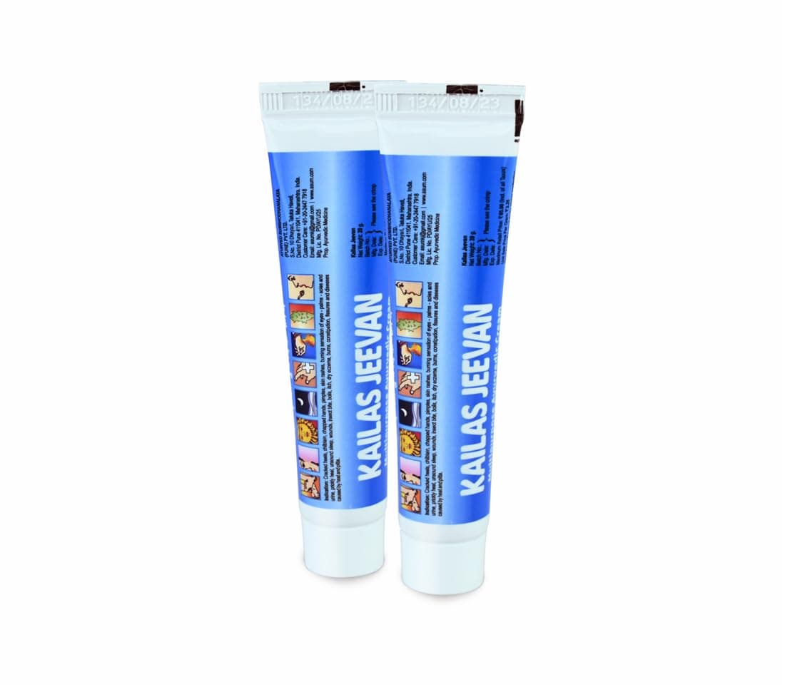 Kailas Jeevan Ayurvedic Multipurpose Cream | Foot Care for Diabetics | Moisturizes & Repairs Dry, Cracked Feet | Heel & Callous Treatment | Soothes Chapped Skin 20g (Pack of 2)