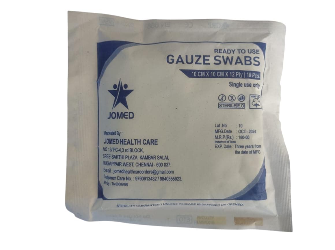 JOMED - Sterile Gauze swabs 10cm x 10cm x 12ply (10pcs per pouch) - 2 pouch