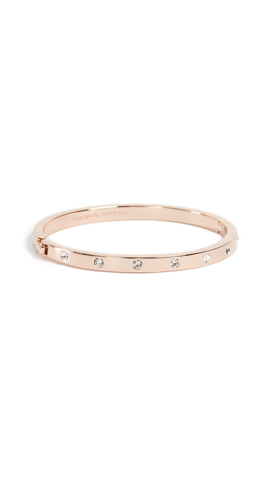 kate spade new york Set In Stone Stone Hinged Clear/Rose Gold Bangle Bracelet, One Size, gold-tone-base