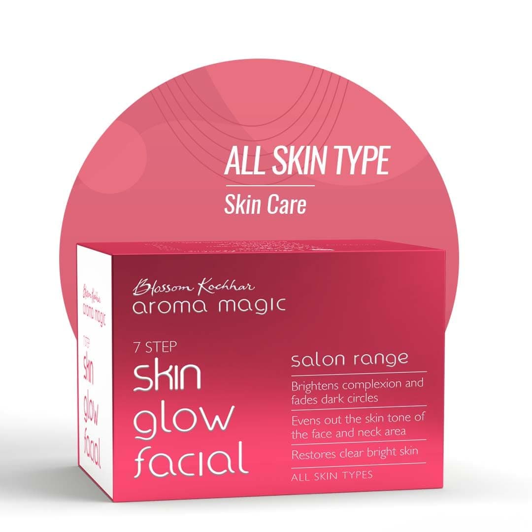 Aroma Magic 7 step Skin Glow Facial Kit | Brightens skin tone & restores clear, radiant skin | Soya & Witch Hazel Extracts | All Skin type | 5 Single Use Kit Set | Pack of 1