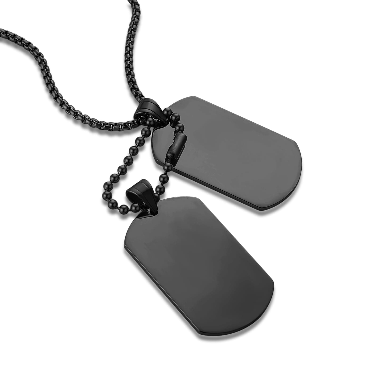 HZMAN Men's High Gloss Polished Stainless Steel Dog Tag Pendant Necklace 56+5cm Link Chain Jewelry Gift