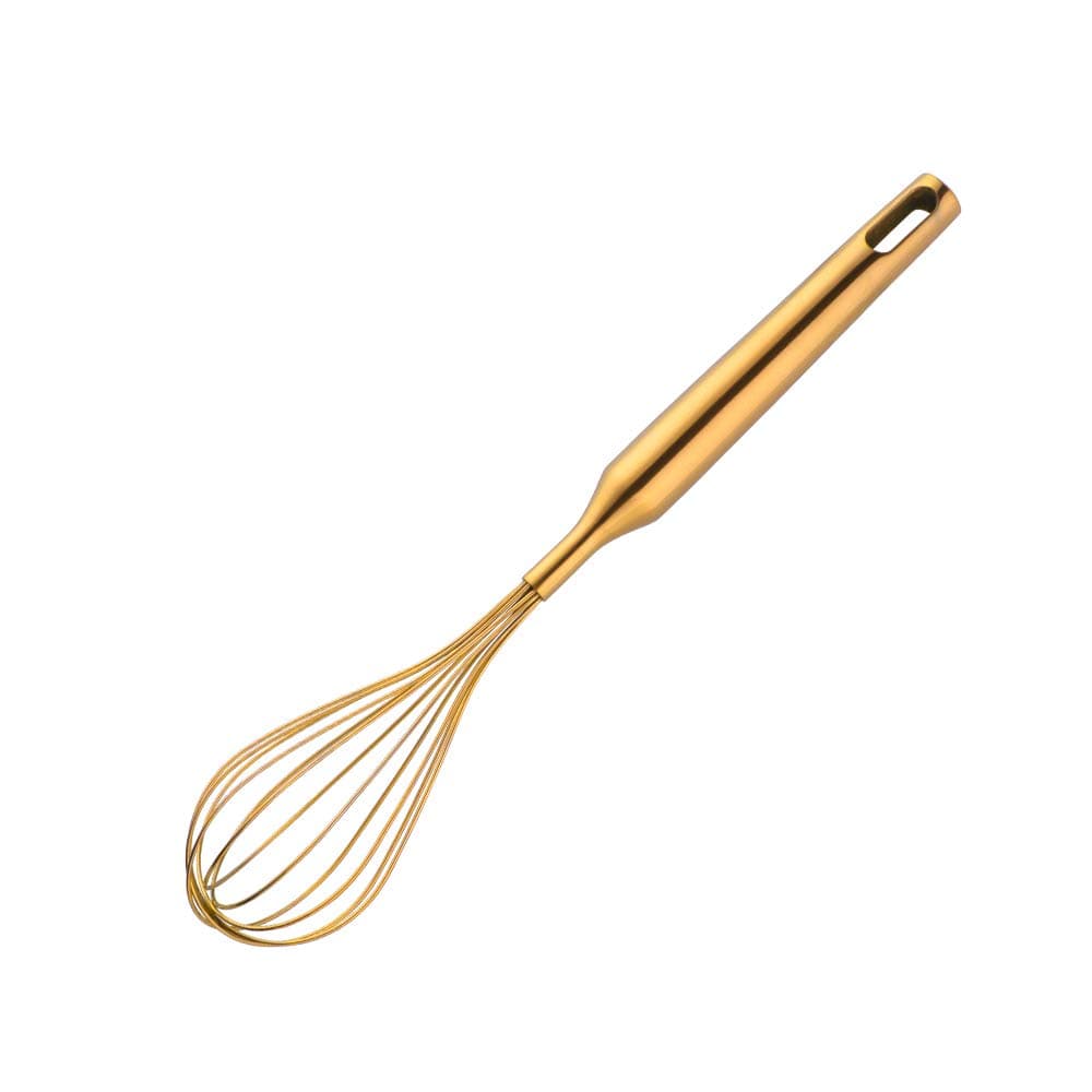 Whisk,11.81 inch Gold 18/8(304) Stainless Steel Egg Frother/Blender,Utensils for Blending, Whisking, Beating, Stirring