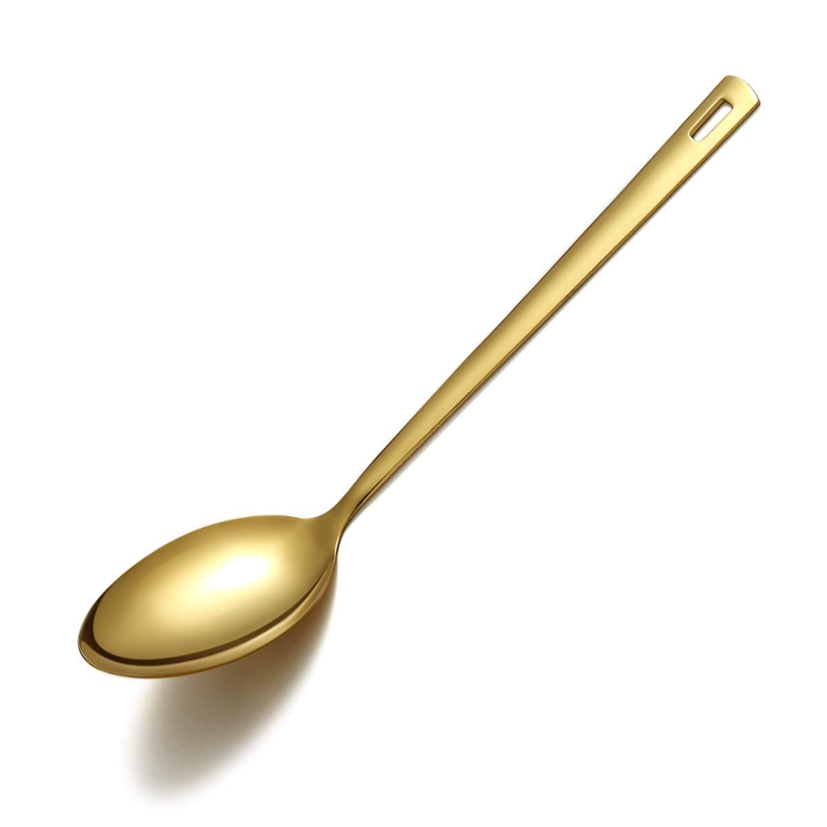 Gold Cooking Spoon, Berglander Stainless Steel Solid Serving Spoon Titanium Gold Plating, Basting Spoon, Spoon For Cooking, Kitchen Spoon, Dishwasher Safe, Easy to Clean