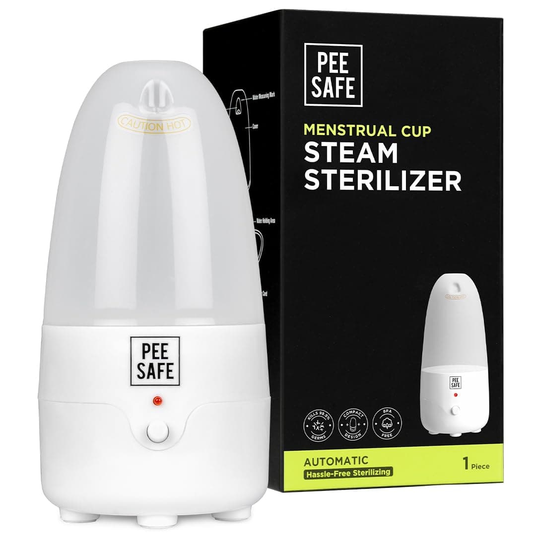 Pee Safe Menstrual Cup Steam Sterilizer | Clean Your Cup With Ease | Kills 99.9% Germs in 3 Minutes with Steam | White, For women, BPA Free & Auto Power Cut-Off