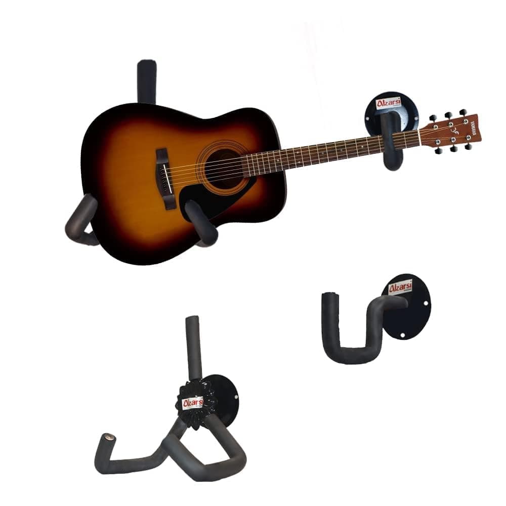 Alzarsi Guitar Wall Mount Acoustic Electric Classical Guitar, Ukulele, Banjo and Mandolin Wall Hanger Slat Wall Horizontal Guitar Holder Bass Stand Rack Hook (1 Pack)