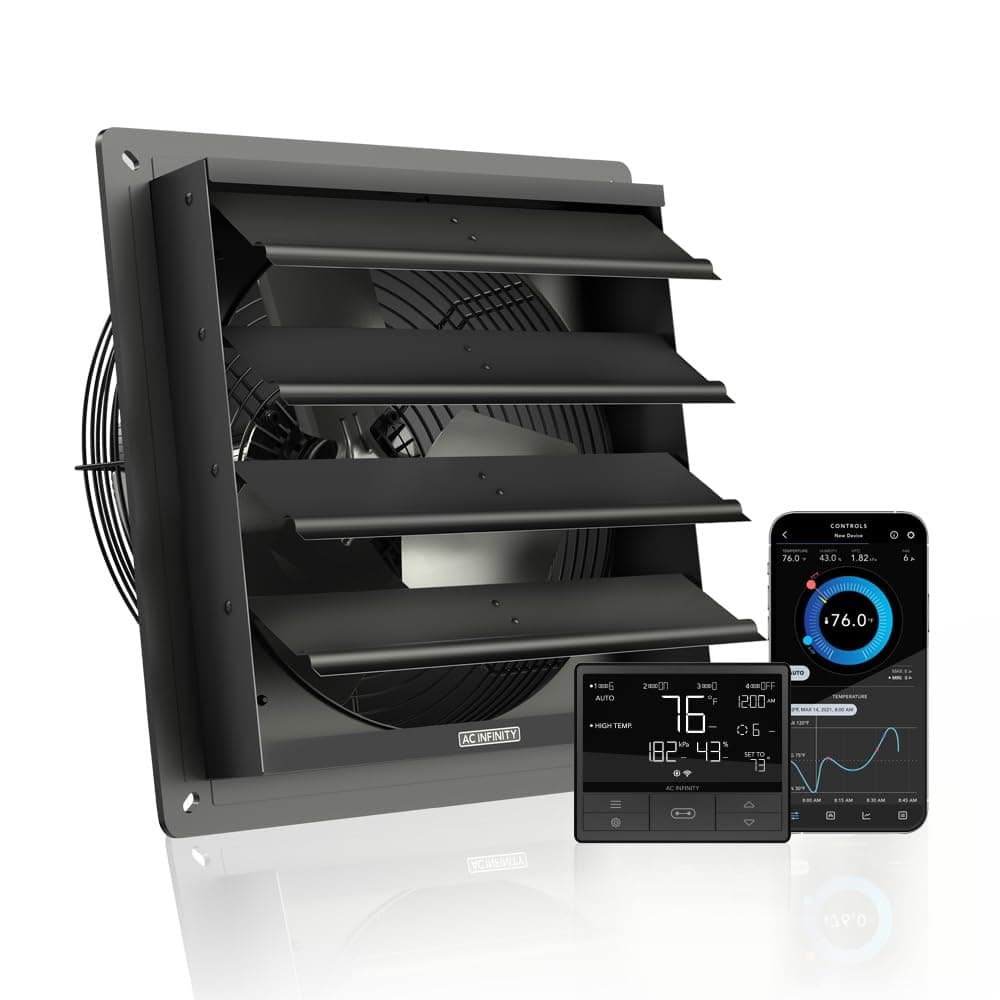 AC Infinity AIRLIFT T12, Shutter Exhaust Fan 300mm with WiFi Temperature