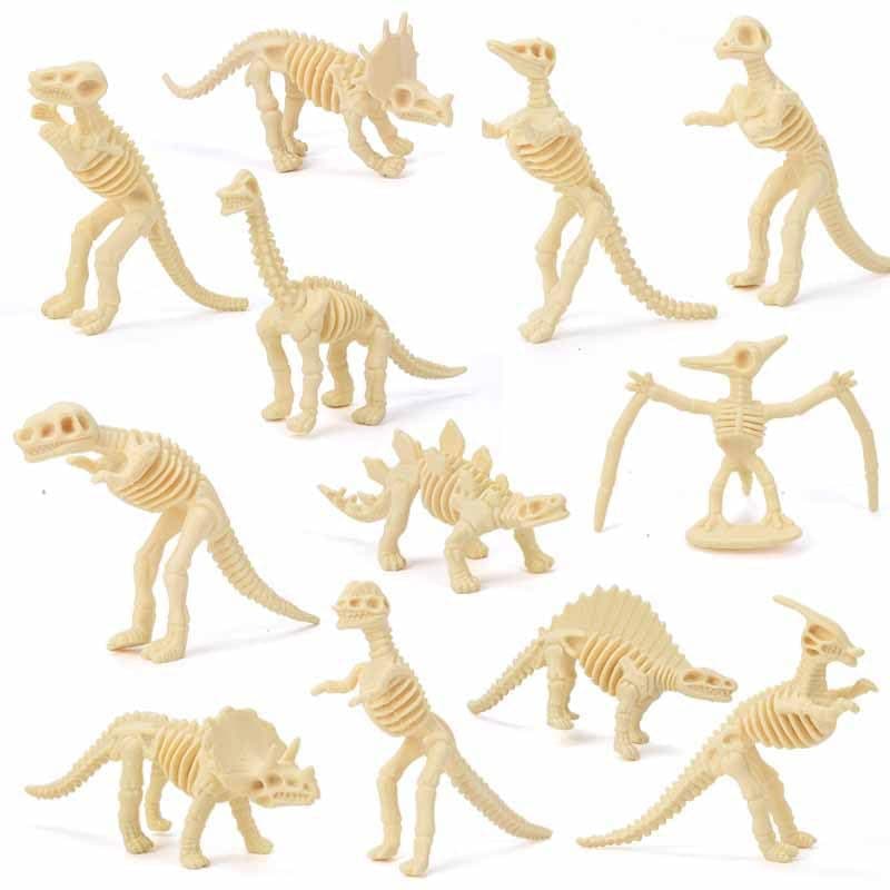 MALLEXO Mini Dinosaur Fossil Skeleton 12PCS Prehistoric T-Rex Dinosaurs Animal Toys for Kids, Boys and Girls Small Figures Dino Animal Bones Toys Birthday Gift for Children Learning & Decoration Items