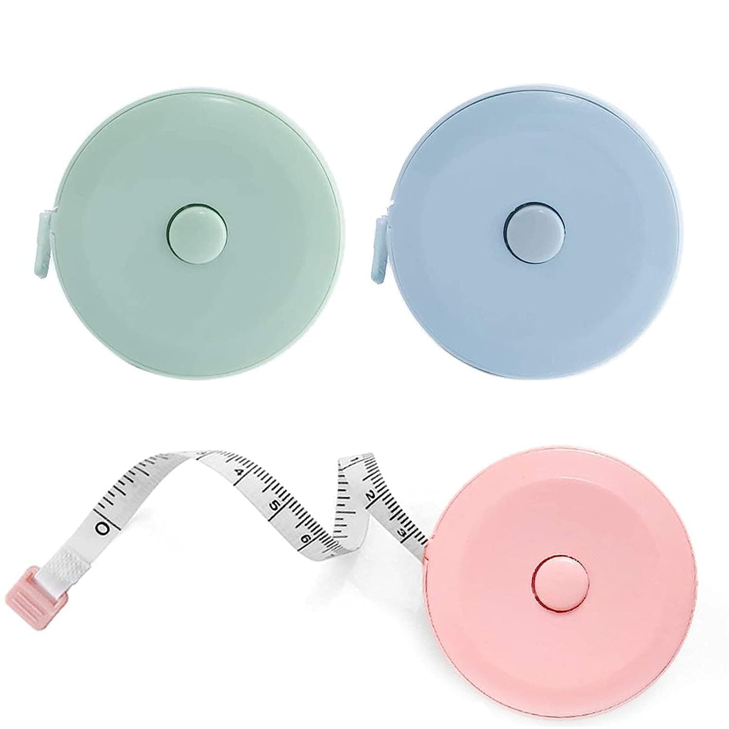 DFsucces 3 Pack Soft Sewing Tape Measure for Body Measuring, 79 Inchs Mini Measurement Tape,Premium Retractable Fabric and Cloth Tape Measure, Handy (Pink/Green/Blue)