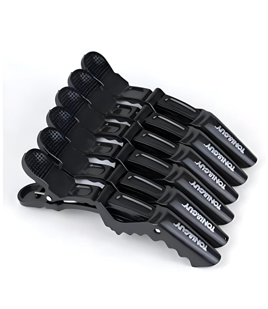 Mapperz Professional Hair Styling Clips Sectioning Crocodile Hair Clips Duckbill Clips Section Clips for Women, Non-Slip Hairdresser Dedicated Partition Hairgrips (Black), Pack of 6