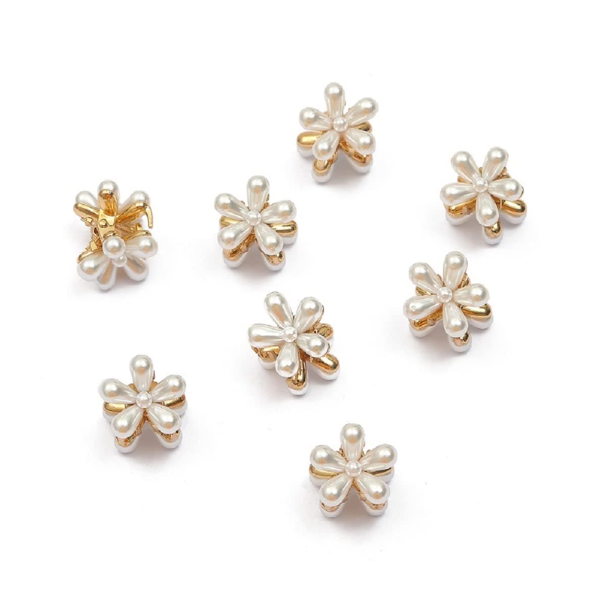 SUNBIRD 4 PCS Fashion Mini Pearl Hair Claws for Women Small Flower Clips Set Hair Accessories Gold Crab Girls Headwear Wedding