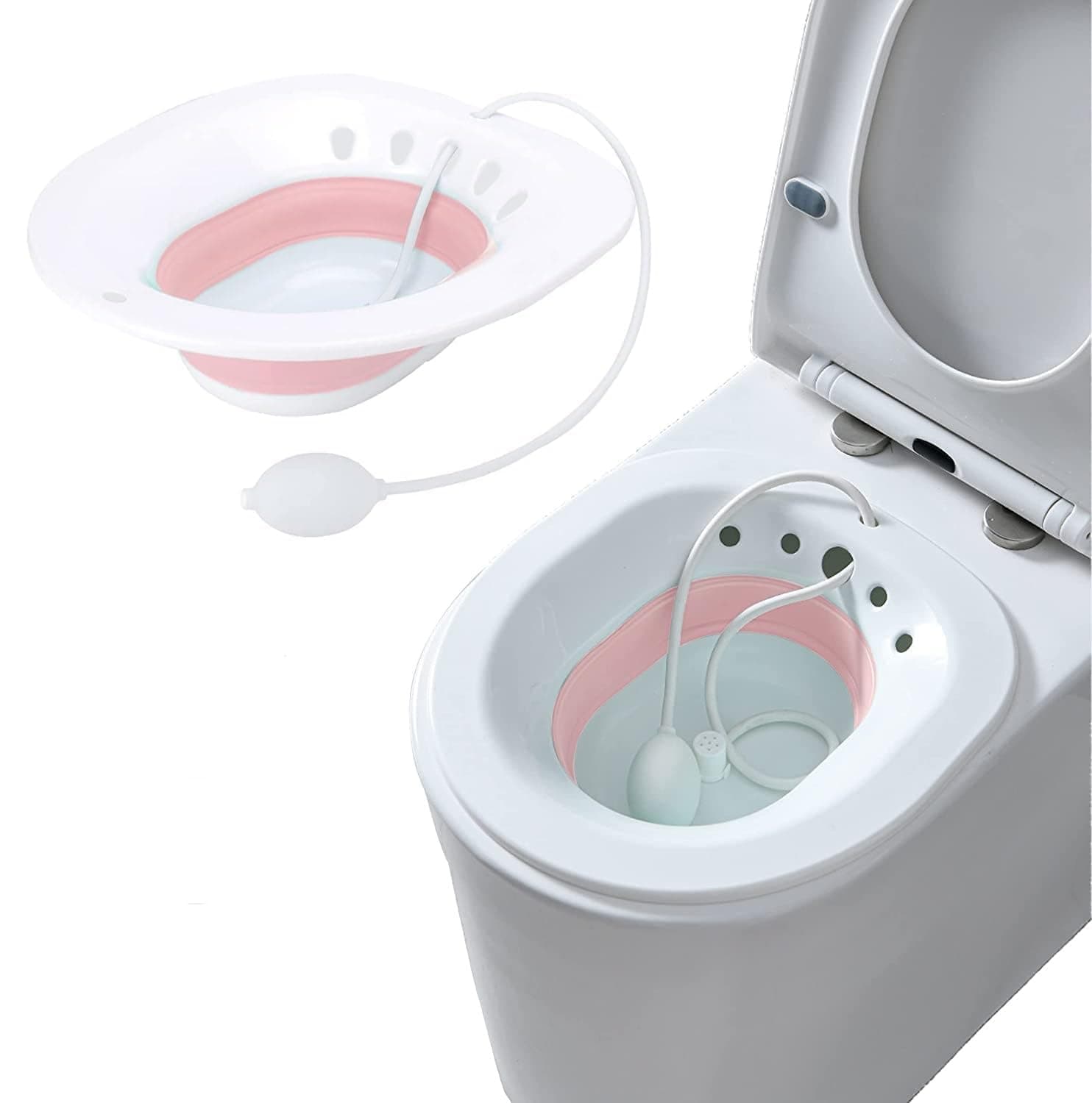 cartxomy Sitz Bath Toilet Seat with Flusher | Folding Sitz Bath Tub for Pregnant Women | Postpartum Care, Hemorrhoids Recovery, Vaginal | Anal Inflammation Treatment -Portable Perineal Soaking Basin