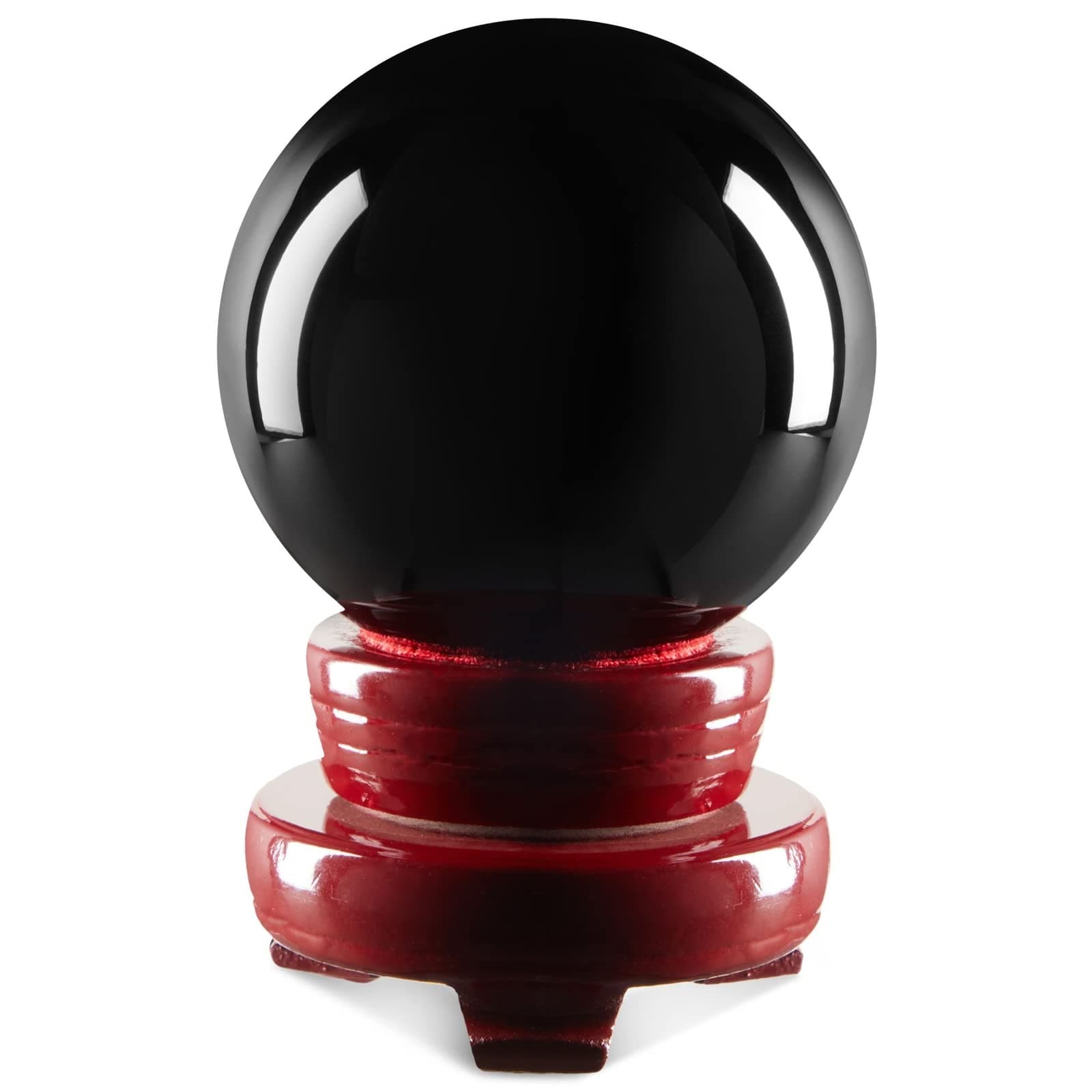 Juvale Black Obsidian Crystal Ball - Crystal Sphere with Stand, Divination Sphere, Perfect for Meditation and Healing, Feng Shui Crystals, Black, 4.5 x 3.1 x 3.1 Inches
