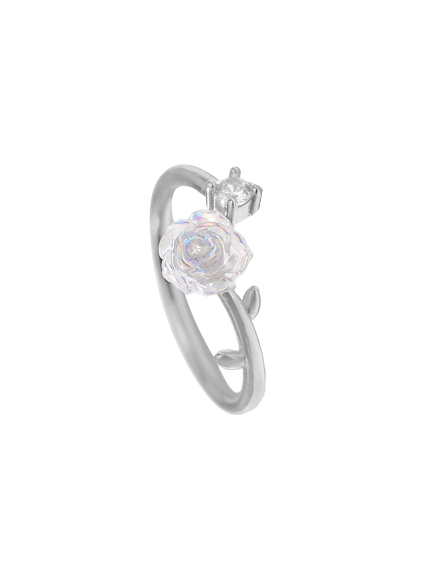 Yellow Chimes Rings For Women | Fashion Adjustable Silver Ring Cubic Zircon Crystal Ring | Floral Shaped Finger Ring for Girls | Eternal Shine | Birthday Gift For Girls Women Anniversary Gift for Wife