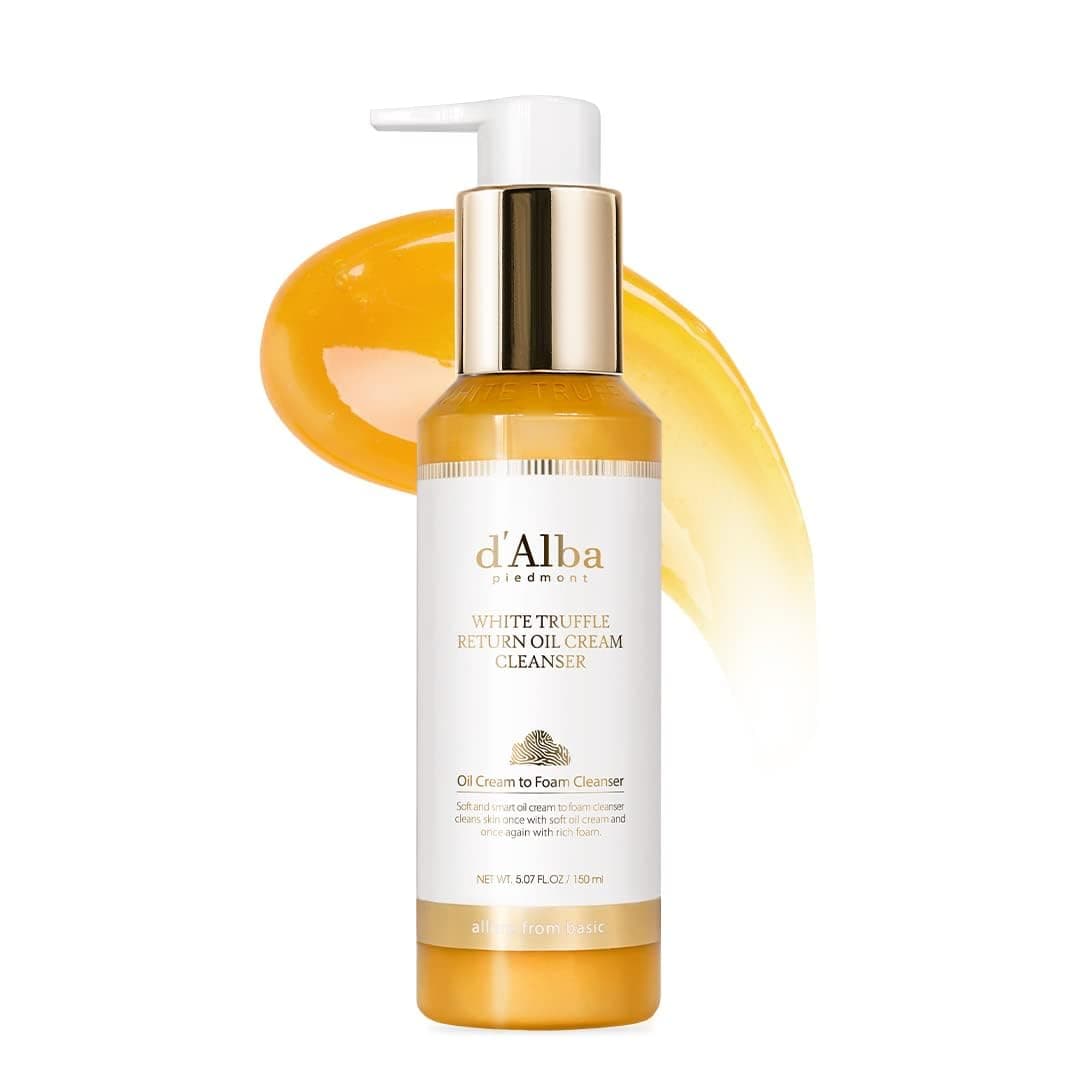 d’alba Piedmont Italian White Truffle Return Oil Cream Cleanser, Vegan Skincare, Easy One Step Cleanser for Sebum & Makeup Removal, Hydrating Cleanser, for Sensitive Skin, Korean Skin Care, 150ml
