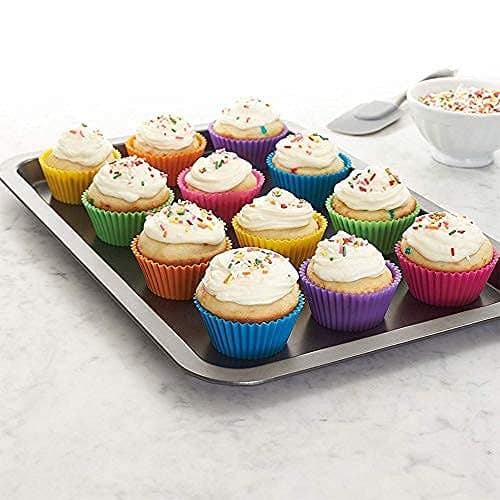 HAZEL Silicone Cupcake Moulds for Baking Set of 12 | Reusable Silicone Cups | Round Muffin Moulds for Baking Cupcakes, Muffins & Desserts, Multicolor