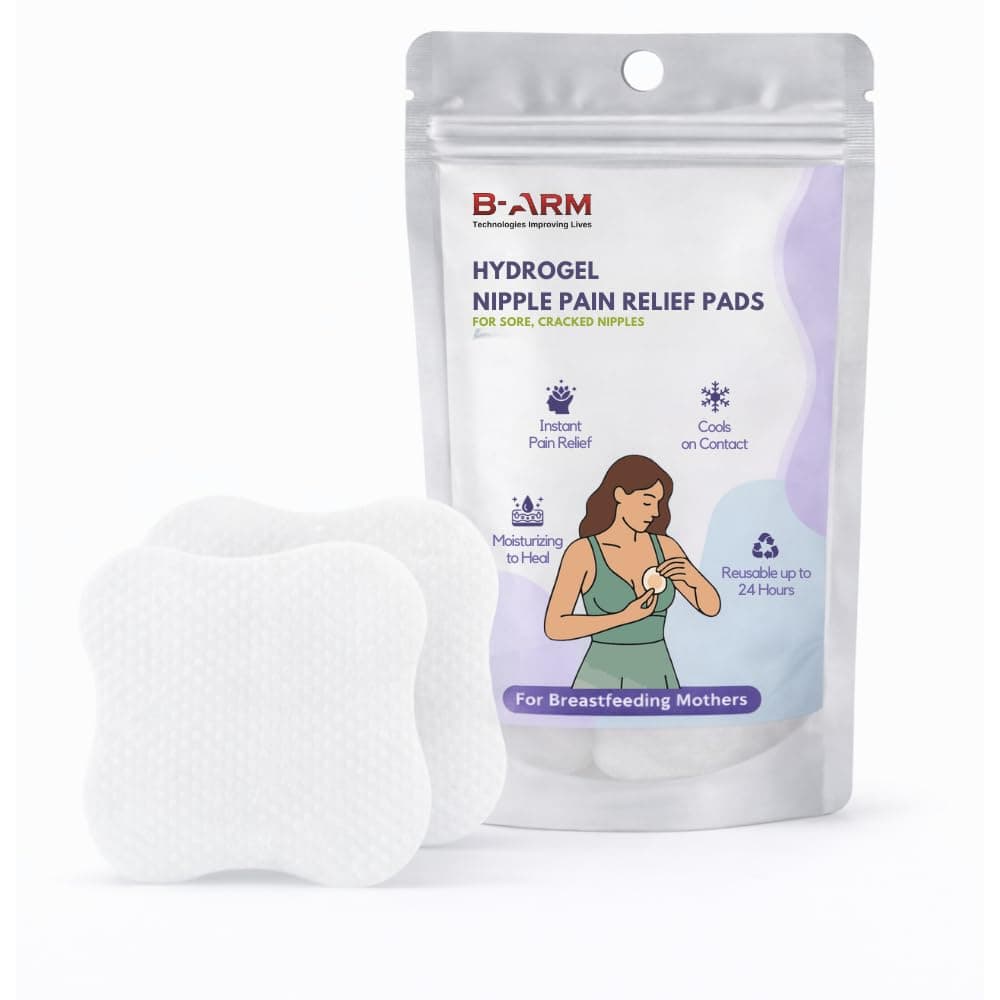 B-Arm Hydrogel Breastfeeding Nipple Pads – Instant Cooling + Moist Healing for Sore, Cracked Nipples, Blisters & Nursing Pain