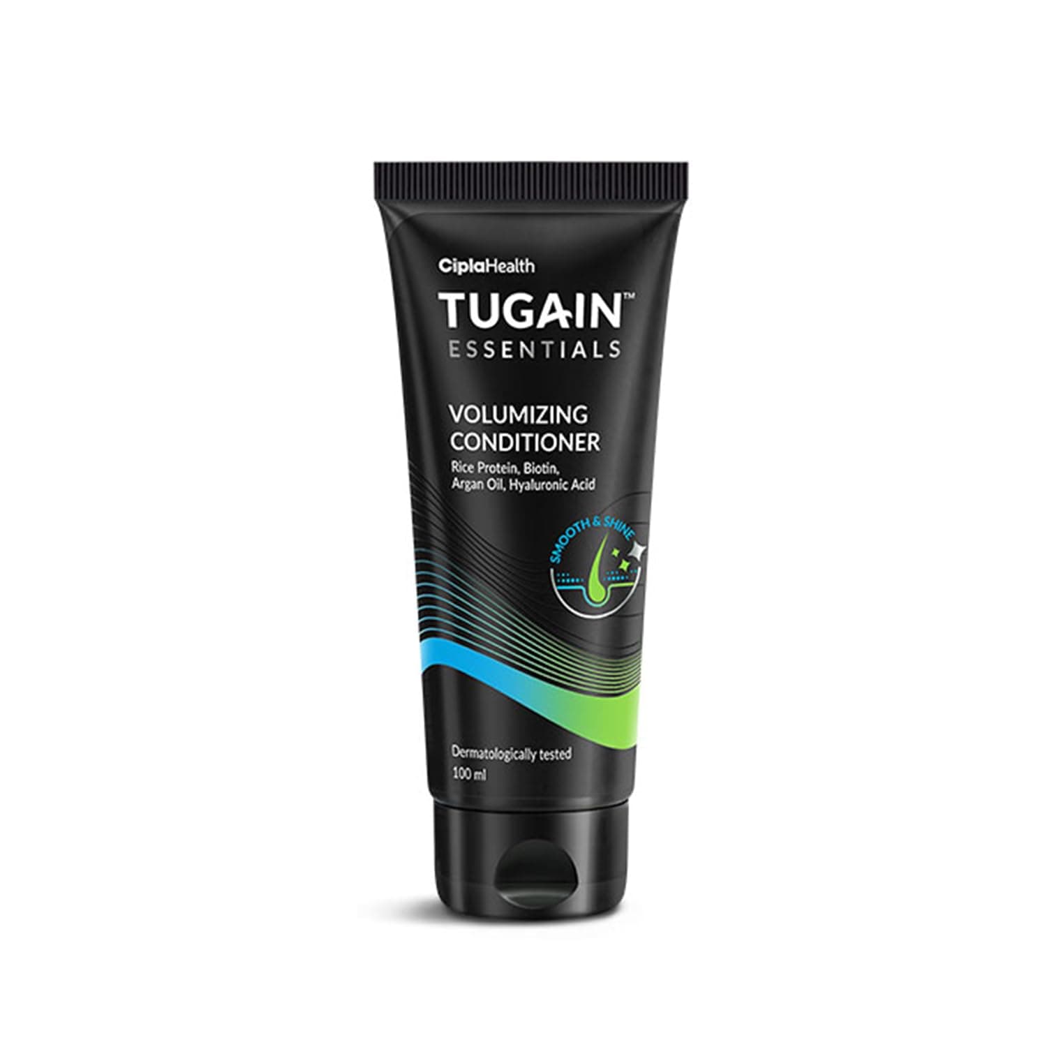 Tugain Essentials Volumizing Conditioner 100Ml | With Rice Protein, Argan Oil, Biotin, Hyaluronic Acid | Boosts Volume, Locks Moisture | Dermatologically Tested | Sulphate & Paraben Free, 1 count