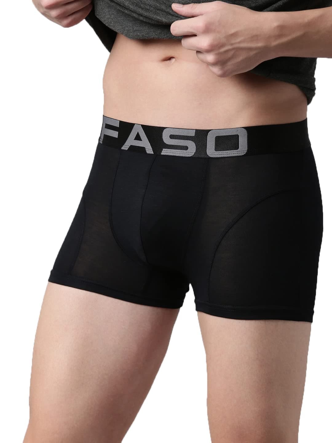 FASO Men's Trunk Ultra-Soft Stretch Innerwear | Twin Layered Outer Elastic Underwear | Lightweight Regular Fit Trunks